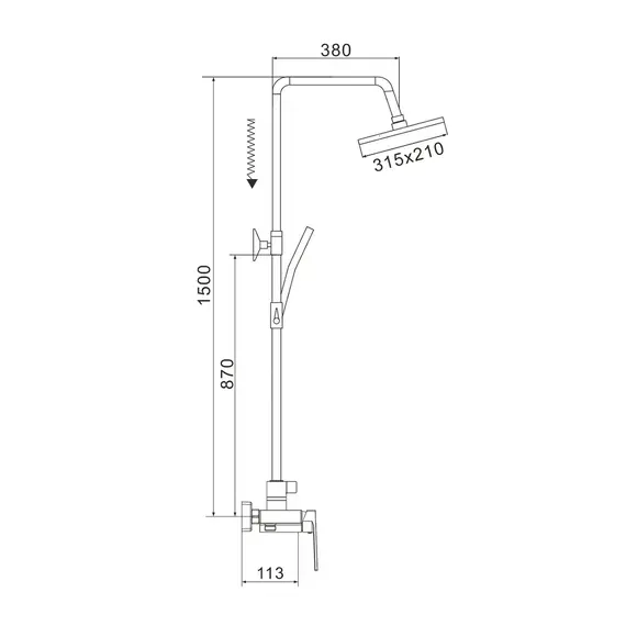 Душевая система с тропическим душем и смесителем Rose R1836-6, изображение 2