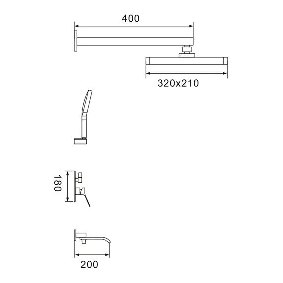 Душевая система скрытого монтажа комплект с душем Shevanik S4035H, изображение 30
