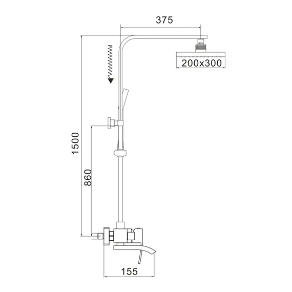 Душевая система с тропическим душем и смесителем Rose R1556T, изображение 30