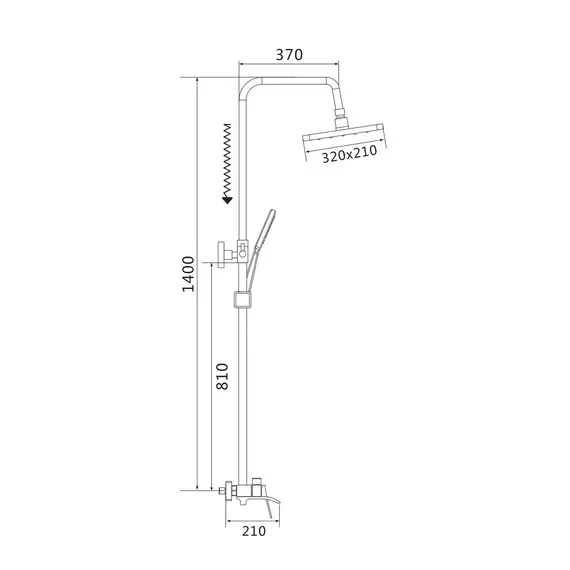 Душевая система с тропическим душем и смесителем Shevanik S4036G, изображение 30