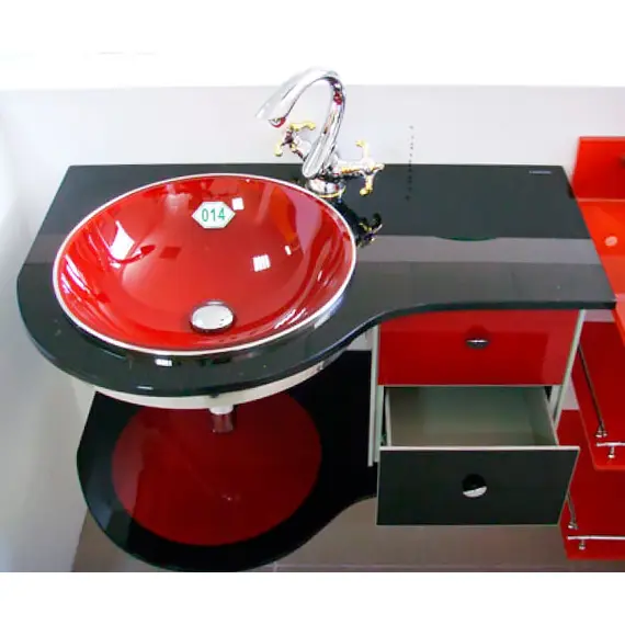 Стеклянная раковина Ledeme L161-21 82 см черная, изображение 2