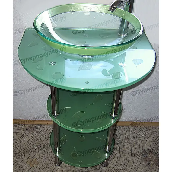 Стеклянная раковина Ledeme L151-32 60 см зеленая, изображение 3