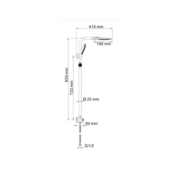 Душевой комплект 93.5 Х 41.5 см WasserKRAFT A045, изображение 3