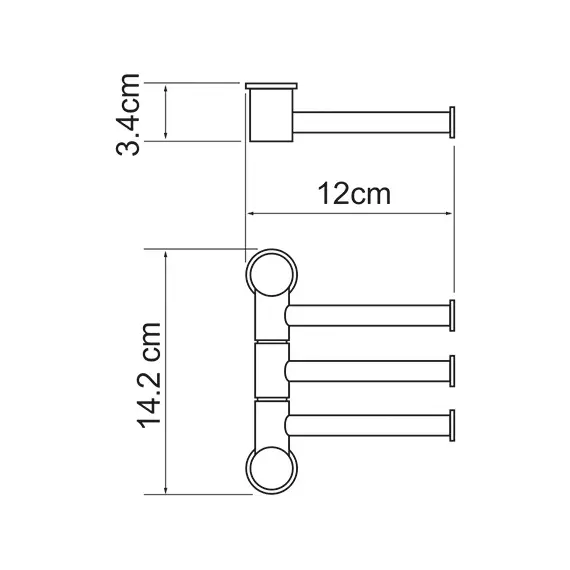 Держатель полотенец тройной поворотный короткий WasserKRAFT K-1053, изображение 3