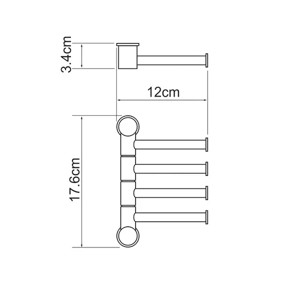 Держатель полотенец 4-ной поворотный короткий WasserKRAFT K-1054, изображение 3