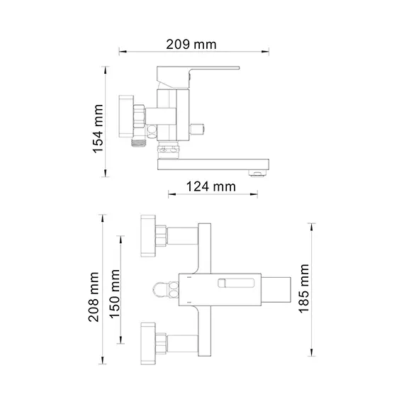 Смеситель для ванны с коротким изливом WasserKRAFT Alme 1501, изображение 3