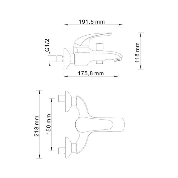 Смеситель для ванны с коротким изливом WasserKRAFT Rossel 2801, изображение 3