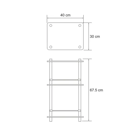 Напольная стеклянная тройная полка с бортиком WasserKRAFT K-4033, изображение 3