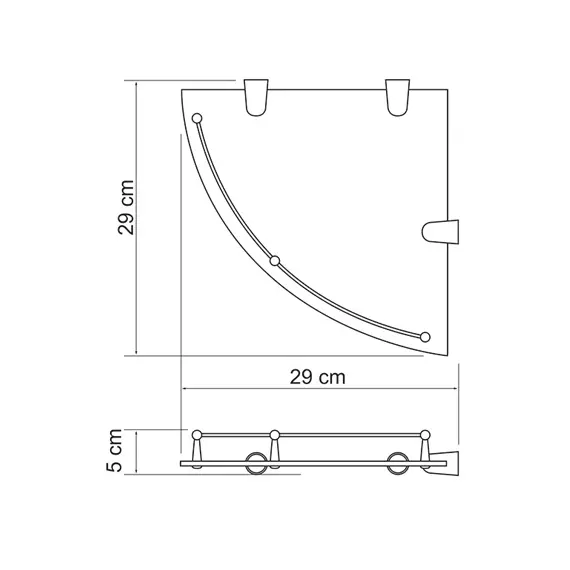 Полка стеклянная угловая WasserKRAFT K-544, изображение 3