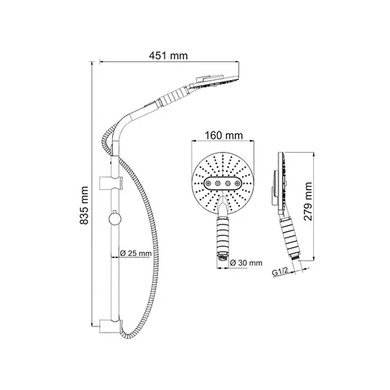 Душевой комплект 83.5 см WasserKRAFT A044, изображение 3