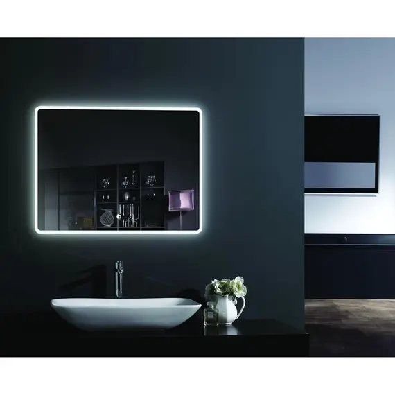 Зеркало с подсветкой и подогревом Esbano ES-2073KDS 100 х 80 см встроенные часы, изображение 2