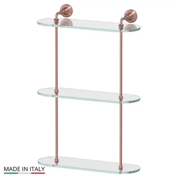 Полка стеклянная 3-х ярусная 40 см 3SC Stilmar STI 617 античная медь