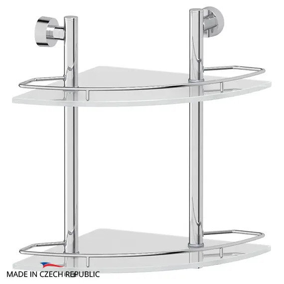 Полка 2-х ярусная угловая 28 см FBS Nostalgy NOS 072 матовое стекло хром