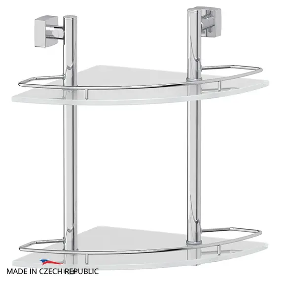 Полка 2-х ярусная угловая 28 см FBS Esperado ESP 072 матовое стекло хром