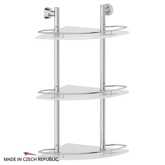 Полка 3-х ярусная угловая 28 см FBS Vizovice VIZ 073 матовое стекло хром