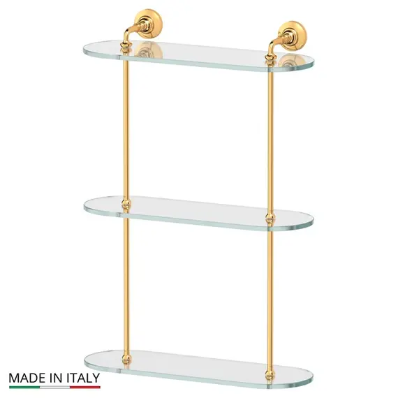 Полка стеклянная 3-х ярусная 40 см 3SC Stilmar STI 217 золото