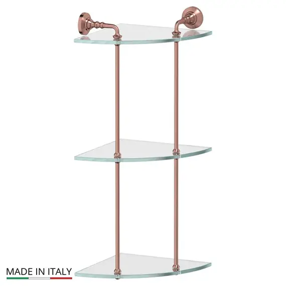 Полка стеклянная 3-х ярусная угловая 23 см 3SC Stilmar STI 619 античная медь
