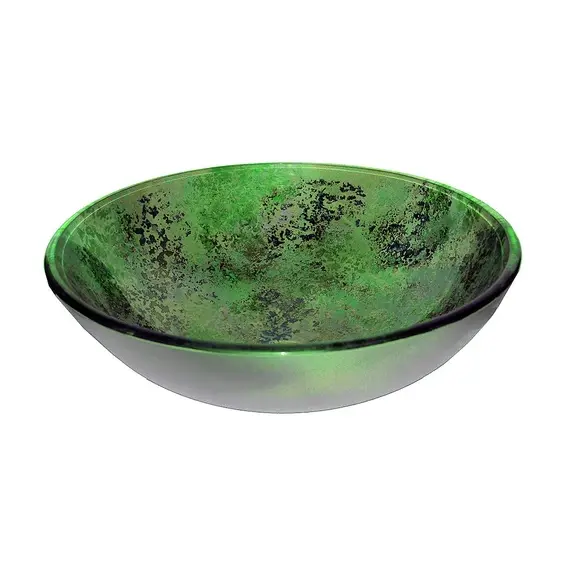 Накладная стеклянная раковина чаша (умывальник) Nova Mareno зеленая, изображение 2