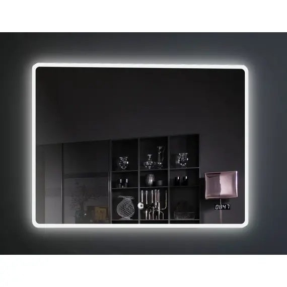 Зеркало с подсветкой и подогревом Esbano ES-2073KDS 100 х 80 см встроенные часы, изображение 3