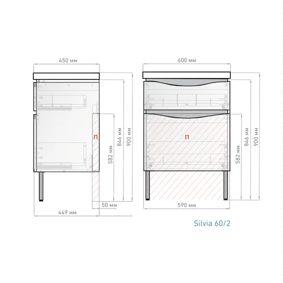Тумба с раковиной Alavann Silvia 60 см, изображение 5